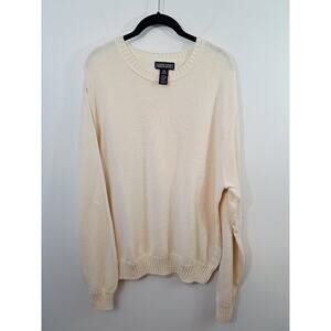 Lands' End Vintage Men's Cream Sweater In Size Large Classic Grandpa